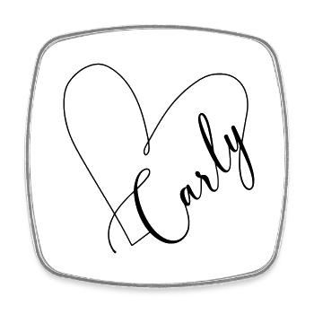 Carly Name Heart Line - Square fridge magnet - white - Front