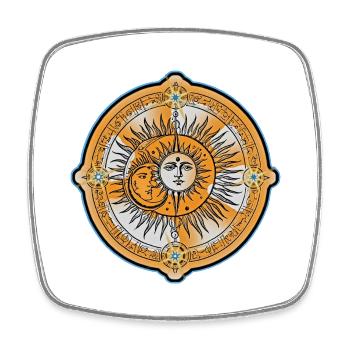 Sonne Mond und Sterne - Viereckiger Kühlschrankmagnet - Weiß - Vorne
