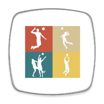 Retro Vintage Volleyball - Square fridge magnet - white - Front