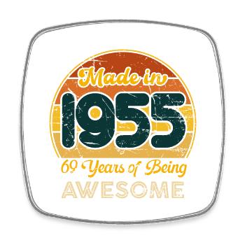 Né en 1955 - Vintage 1955 Anniversaire Rétro - Magnet carré - blanc - Devant