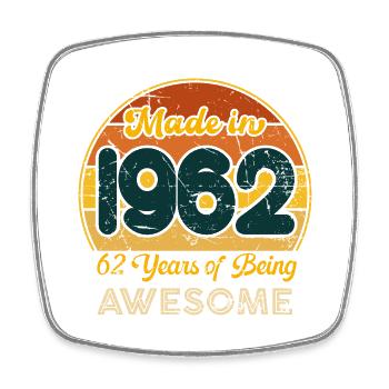 Geboren im Jahr 1962 – Vintage 1962 Geburtstag Retro - Viereckiger Kühlschrankmagnet - Weiß - Vorne