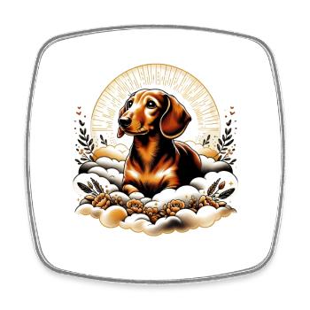 Rainbow Bridge Dachshund Grief Management - Square fridge magnet - white - Front