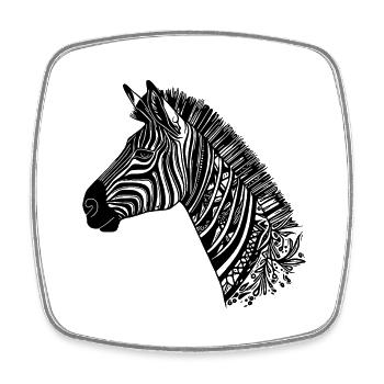 Zebra Kopf Tattoo Style Linien - Viereckiger Kühlschrankmagnet - Weiß - Vorne
