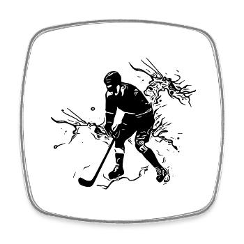 Eishockey Spieler in einer Eiswolke - Viereckiger Kühlschrankmagnet - Weiß - Vorne