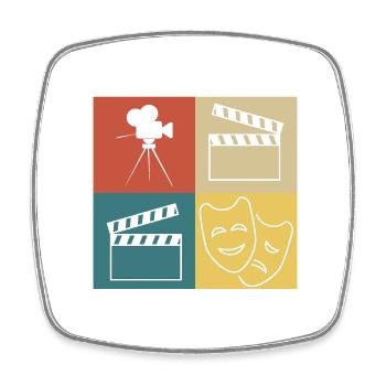 Retro Vintage Theater - Square fridge magnet - white - Front