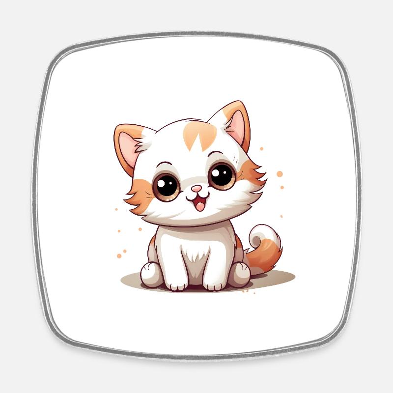 Cat Logo Cute Cat - Square fridge magnet - white