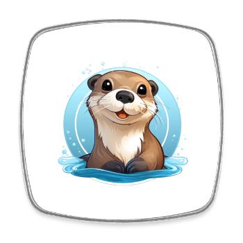 Otter - Viereckiger Kühlschrankmagnet - Weiß - Vorne