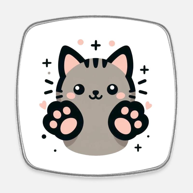 cute kitty cat - Square fridge magnet - white