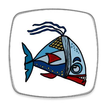 Fisch - Viereckiger Kühlschrankmagnet - Weiß - Vorne