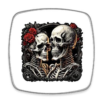 Crâne / Crâne / Squelette / Gothique / Tatouage - Magnet carré - blanc - Devant