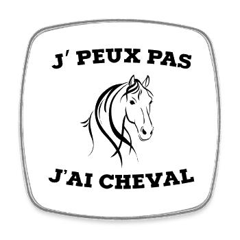 je peux pas j ai cheval - Magnet carré - blanc - Devant