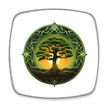 Baum des Lebens Spiritueller Lebensbaum, Yggdrasil - Viereckiger Kühlschrankmagnet - Weiß - Vorne