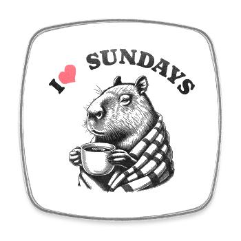 I love Sundays Capybara - Viereckiger Kühlschrankmagnet - Weiß - Vorne