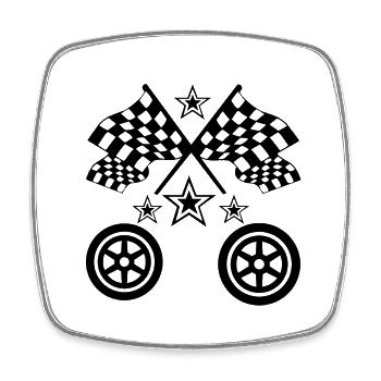 Voiture - Magnet carré - blanc - Devant