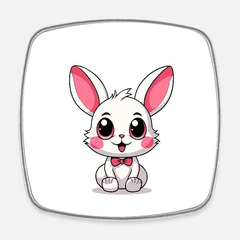 Bébé lapin - Magnet carré - blanc