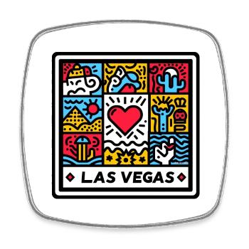 Las Vegas Pop art - Magnet carré - blanc - Devant