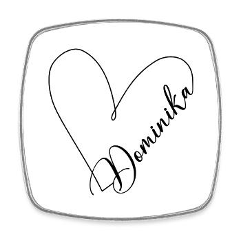 Dominika Name Heart Line - Square fridge magnet - white - Front