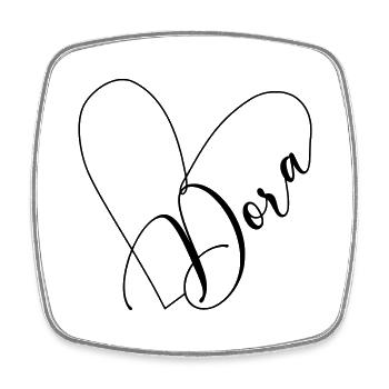Dora Name Heart Line - Square fridge magnet - white - Front