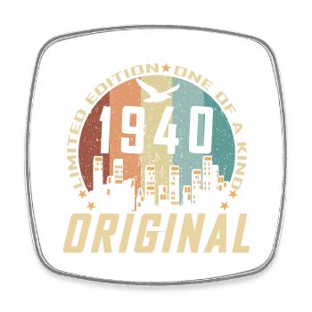 Vintage December 1940 84 Birthday Gift - Square fridge magnet - white - Front