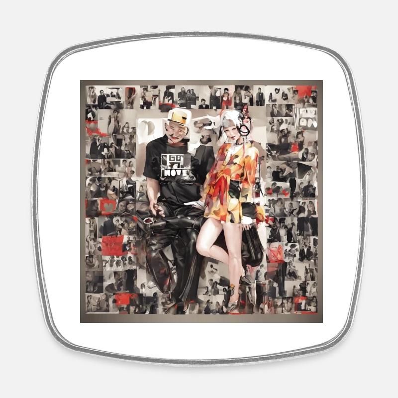 for wonderful loves - Square fridge magnet - white