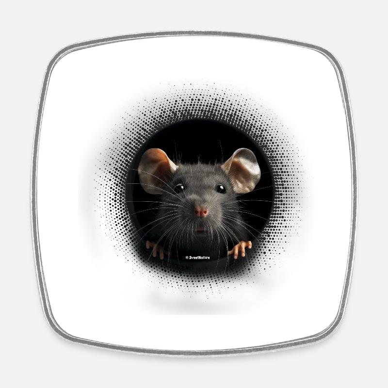 Rat de vison heureux - Magnet carré - blanc