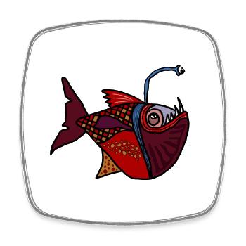 Fisch - Viereckiger Kühlschrankmagnet - Weiß - Vorne