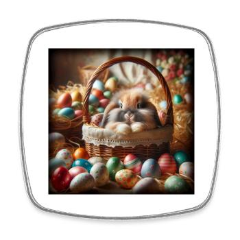ein süßer hase in einem Korb - Viereckiger Kühlschrankmagnet - Weiß - Vorne