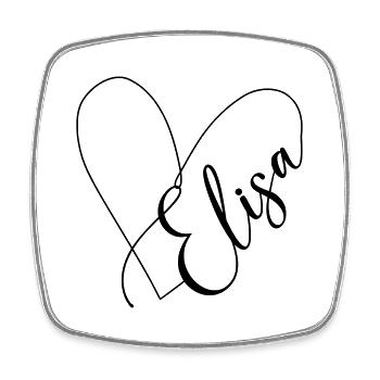Elisa Name Heart Line - Square fridge magnet - white - Front