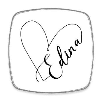 Edina Name Heart Line - Square fridge magnet - white - Front