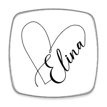 Elina Name Heart Line - Square fridge magnet - white - Front