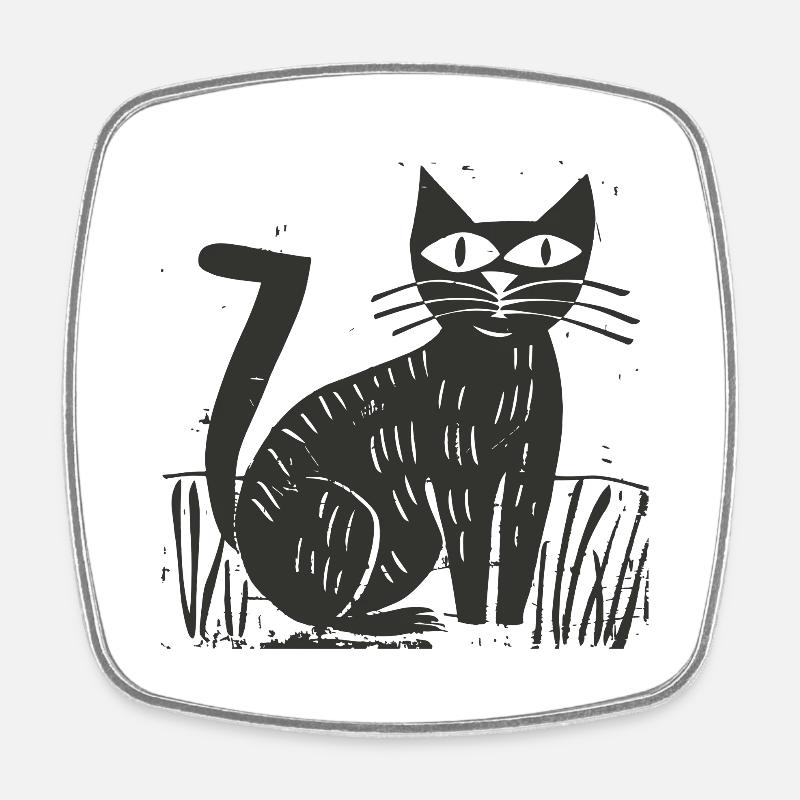Chat noir chaton chaton Punt ronronner - Magnet carré - blanc