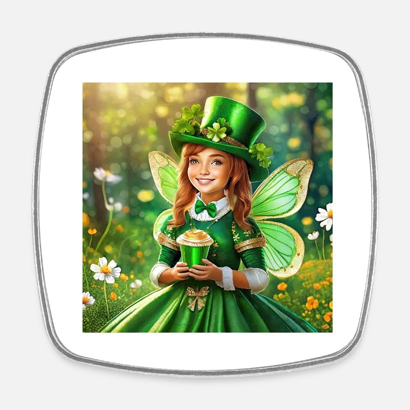 St. Patricks Fee - Viereckiger Kühlschrankmagnet - Weiß
