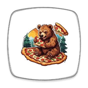 Pizza / Fast Food / Italian / Margherita - Square fridge magnet - white - Front