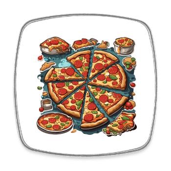 Pizza / Fast Food / Italian / Margherita - Square fridge magnet - white - Front