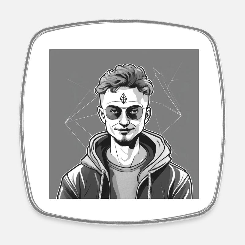 Ether Mastermind - Viereckiger Kühlschrankmagnet - Weiß
