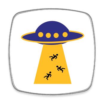 Ufo - Viereckiger Kühlschrankmagnet - Weiß - Vorne