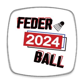 Federball in 2024 Sport Spiel Spielerin Badminton - Viereckiger Kühlschrankmagnet - Weiß - Vorne