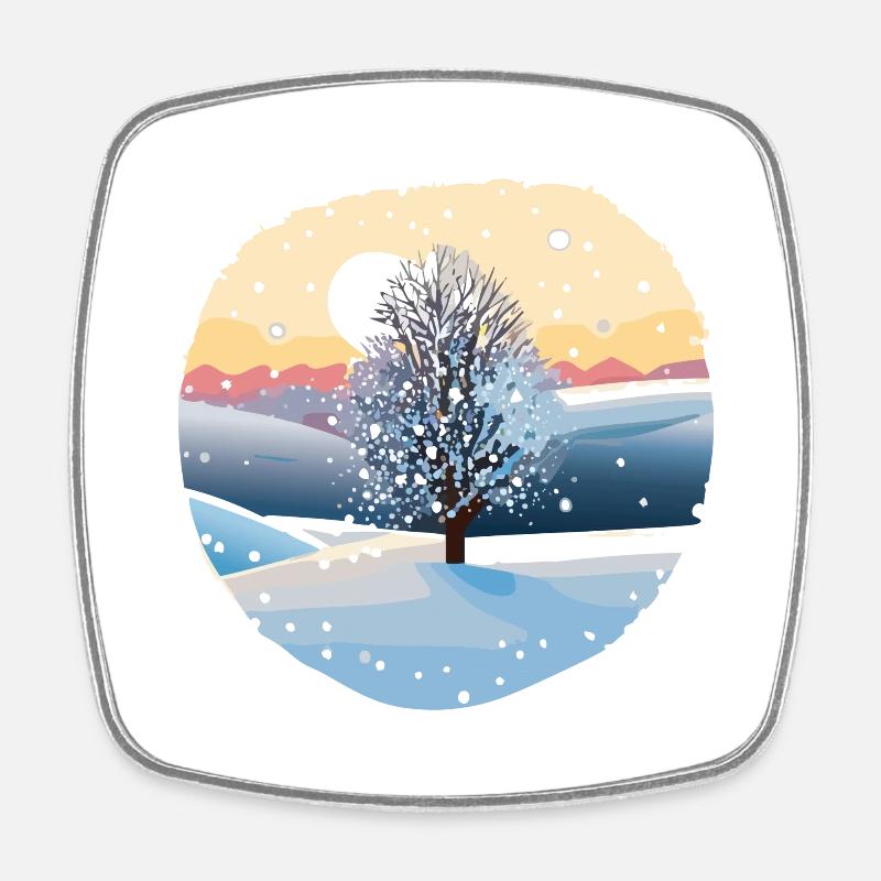 Winter Magic: Snow Magic Tree - Square fridge magnet - white
