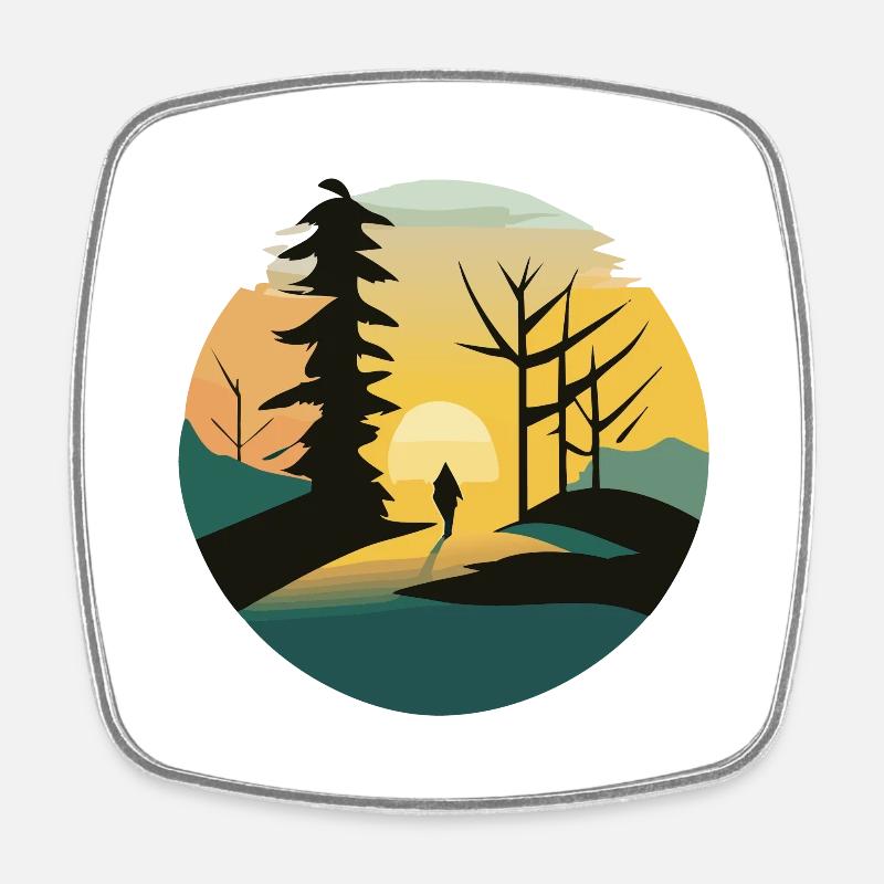 Lever de soleil dans la forêt - Magnet carré - blanc