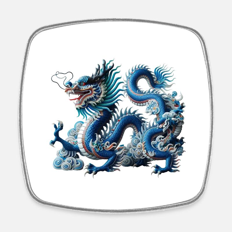Dragon - Magnet carré - blanc