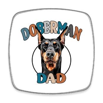 Doberman Papa Chiens Chien Dobie Wilsigns - Magnet carré - blanc - Devant