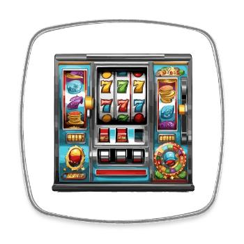 Slot Machine / One-Armed Bandit / Casino / Win - Square fridge magnet - white - Front