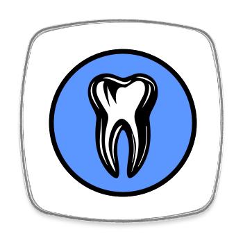 Icône de dentiste dentaire - Magnet carré - blanc - Devant