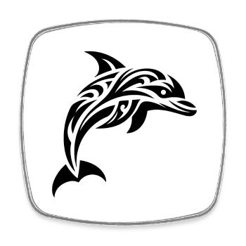 Springender süßer Tattoo Delfin - Viereckiger Kühlschrankmagnet - Weiß - Vorne