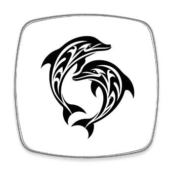 Tribal Tattoo Springende Delfine - Viereckiger Kühlschrankmagnet - Weiß - Vorne