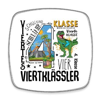4. Klasse Dino T-Rex - Viereckiger Kühlschrankmagnet - Weiß - Vorne