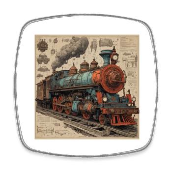 Blueprint / Sepia / Vintage / Retro / Robot - Square fridge magnet - white - Front