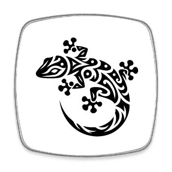 Cute Gecko in Tribal Tattoo Style - Square fridge magnet - white - Front