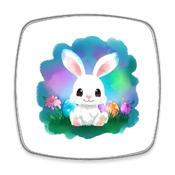 Easter Bunny Cute Kid - Square fridge magnet - white - Front