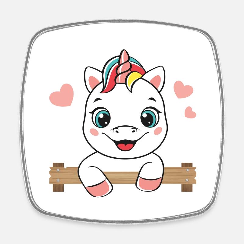 Licorne joyeuse - Magnet carré - blanc
